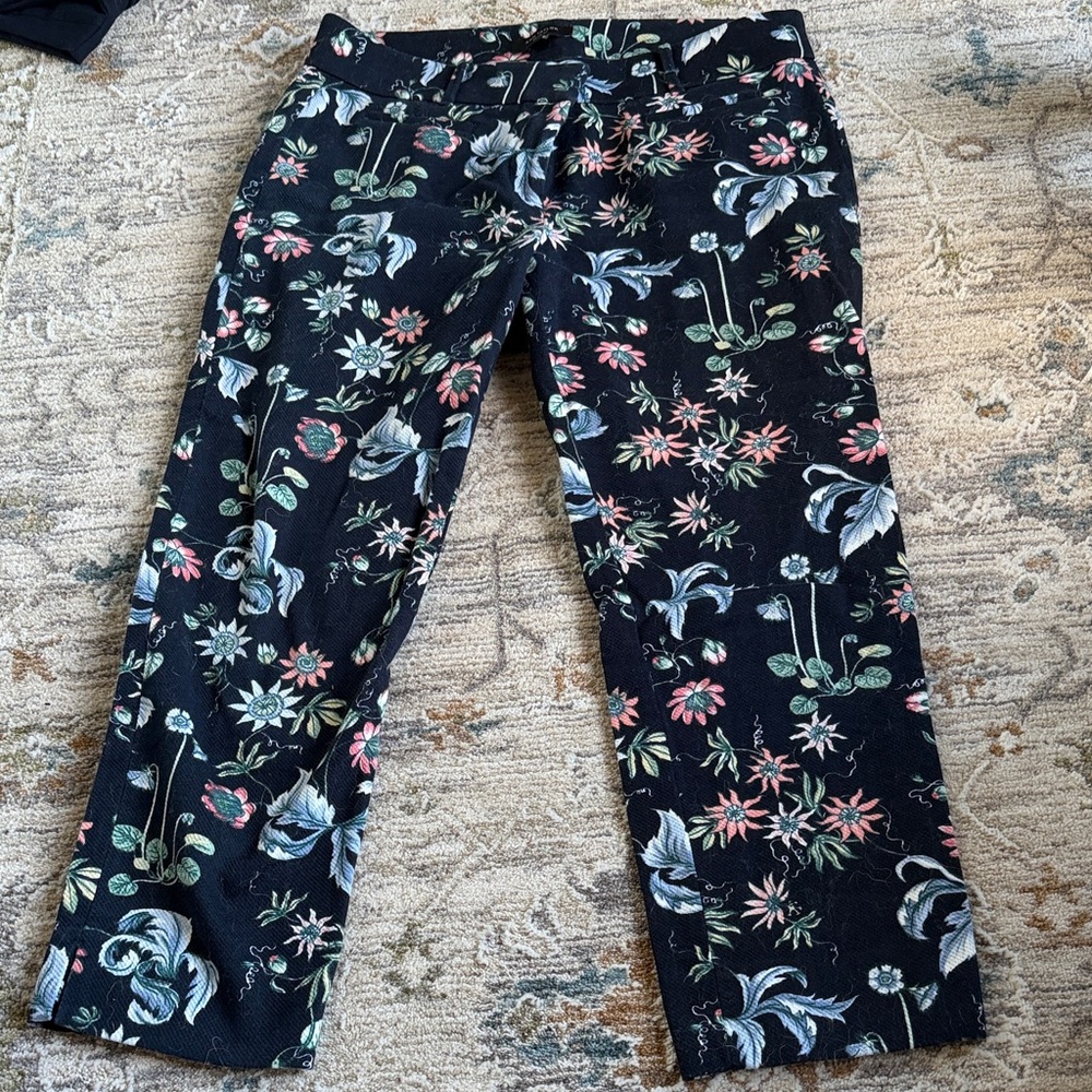Ann Taylor Floral Black Pants
